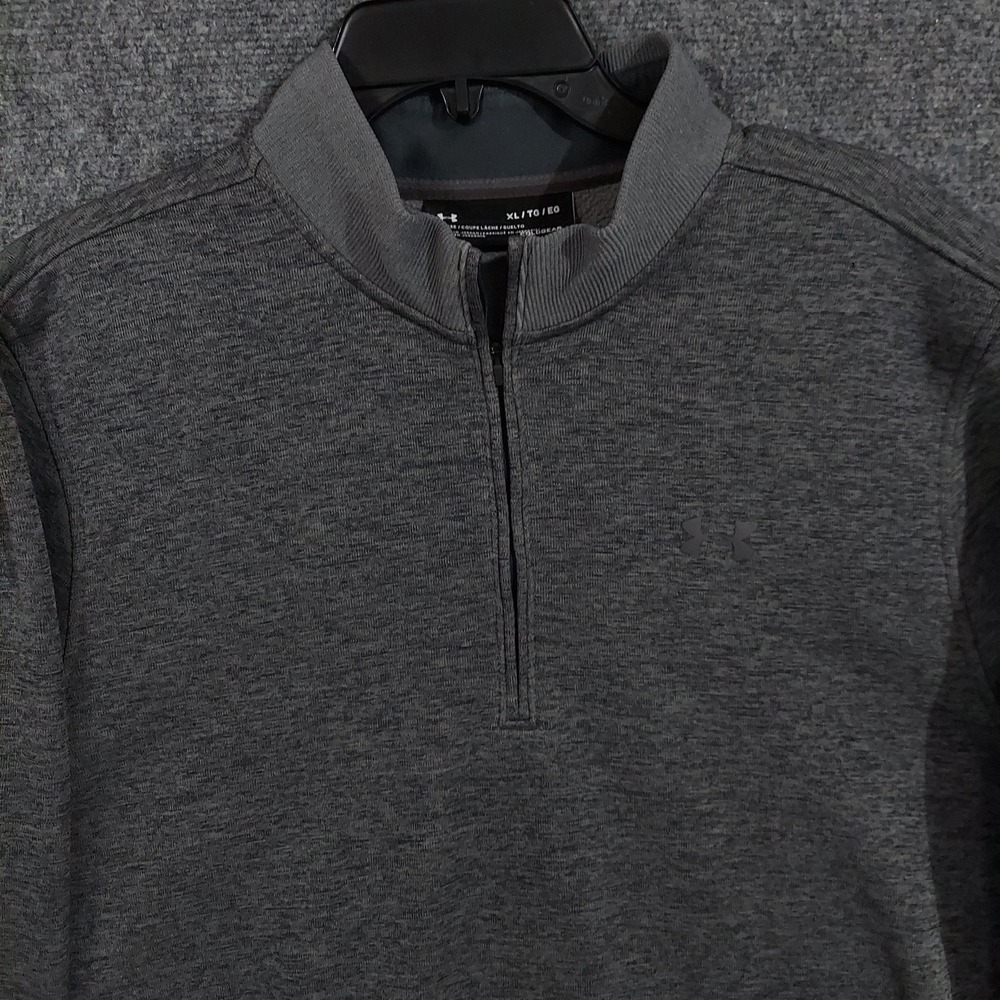Under Armour Sweater Mens XL Gray ColdGear Fleece 1/4 Zip Mock Neck Pullover